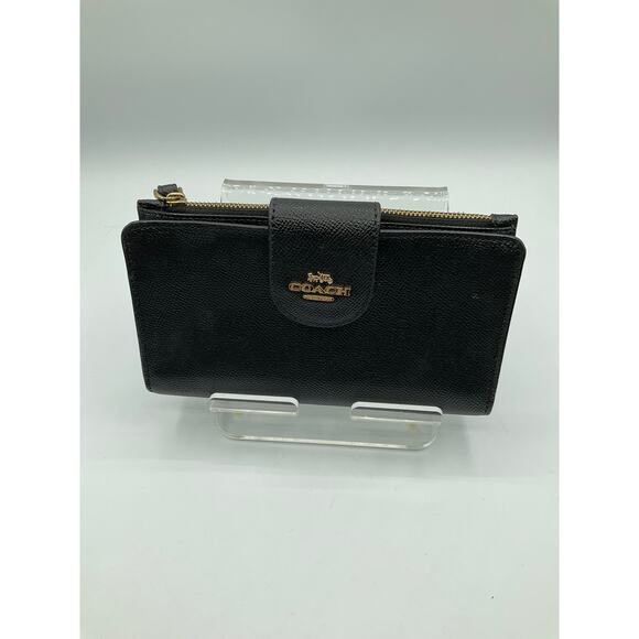 Coach Wristlet Purse- Black Leather - Picture 1 of 8